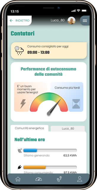 Energy community mobile app