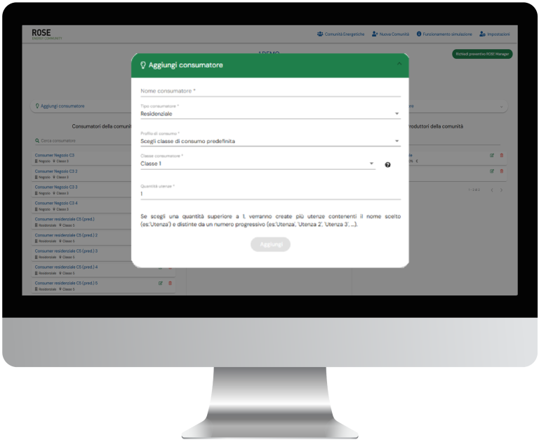 DIGITAL ENERGY COMMUNITY Software - profilazione consumi comunità energetiche