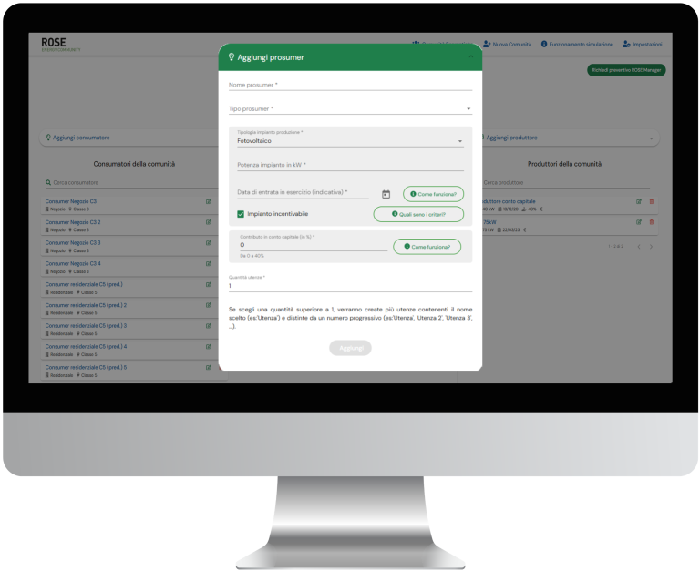 DIGITAL ENERGY COMMUNITY Software - supporto prosumer comunità energetiche