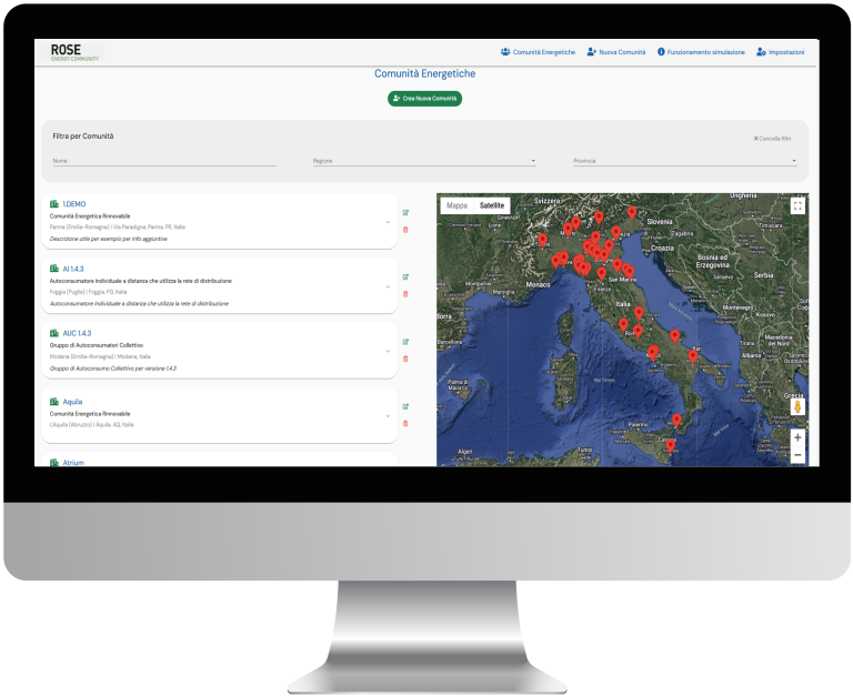 DIGITAL ENERGY COMMUNITY software - home page comunità energetiche